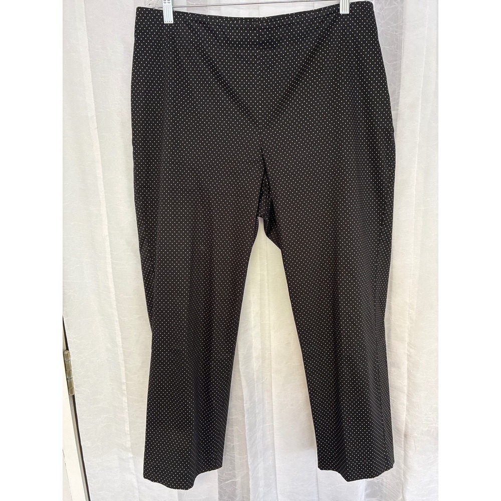 Talbots Womens‎ Black White Polka Dot Side Zip Straight Leg Pants Size 14